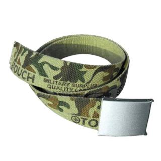 Opasok plátenný Military TOUCH (plátenný maskáčový opasok s potlačou maskáčoviny a textu)