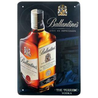 Plechová ceduľa Ballantines (dekoračná reklamná tabuľka 20 x 30 cm na škótsku whisky )