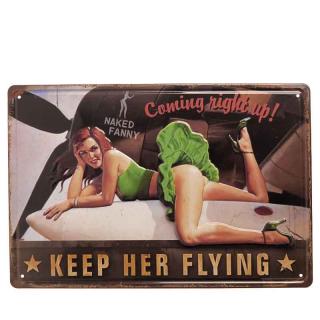Plechová cedula Keep Her Flying 40x30cm (Retro tabuľa)