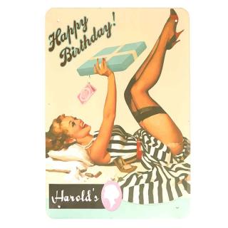 plechová retro ceduľa Happy Birthday (dekoračná tabuľka 20x30 cm)