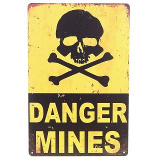 Plechová tabuľa Danger Mines 20x30 (Kovová dekorácia na stenu)