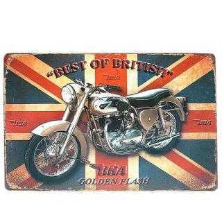 Plechová tabuľa retro Best of British BSA 30 x 20 cm (motocykel BSA typovej rady A10 Golden Flash)