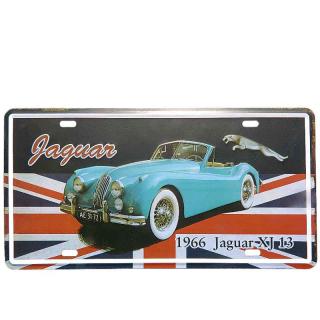 Plechová tabuľa retro Jaguar XJ 13 1966 30 x 15 cm (dobová retro reklama na automobil Jaguár)