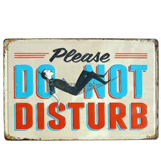 Plechová tabuľa retro Please do not disturb 30 x 20 cm (tabuľa s nápaditým oznamom Prosím nerušiť)