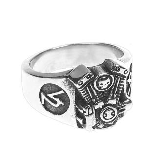 Prsteň z chirurgickej ocele Motor V2 (Motorhead prsteň pre muža motorkára)