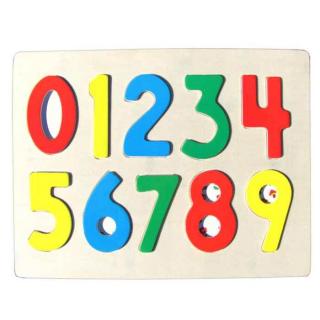 Puzzle drevené na doske číslice (drevené vkladacie puzzle pre deti od 3 rokov)