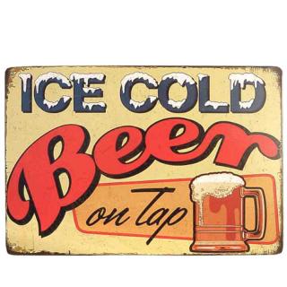 Tabuľa plechová Retro Beer 30x20cm (Dekoračná ceduľa 30 x 20 Ponuka dobre chladeného piva)