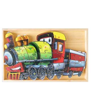 TifanTEX Drevené puzzle Vláčik 26ks