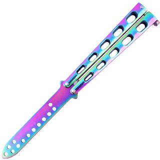 Tréningový Motýlik nôž B21 dúhový (Motýlik butterfly fade)