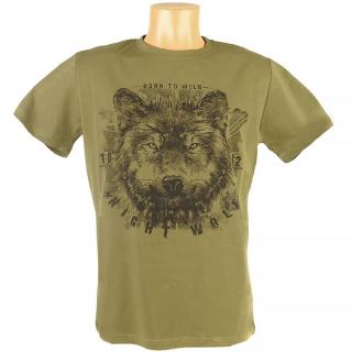 Tričko Night Wolf oliva (Tričko s nápisom pánske)