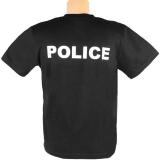Tričko POLICE (čierne bavlnené pánske tričko)