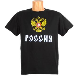 Tričko Russia čierne (Pánske tričko s potlačou Ruský znak)