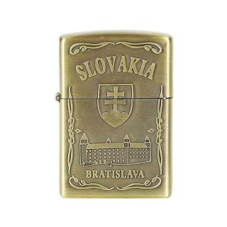 Zapaľovač Slovakia benzínový zlatá patina (Retro benzínový zapaľovač)