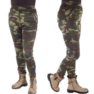 Zateplené legíny maskáčové woodland Bambus M02 (lacné legíny pre dámy)
