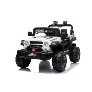 Beneo Elektrické autíčko All Ride s pohonom zadných kolies, biela (12V batéria, Vysoký podvozok, široké dvojsedadlo, Odpružená zadná náprava, 2,4 GHz Diaľkový ovládač, MP3 prehrávač so vstupom USB, LED svetlá)