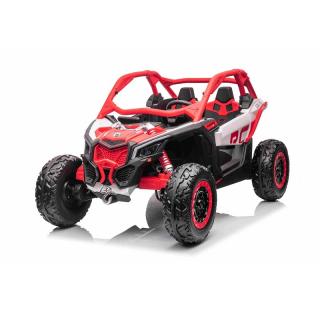 Beneo Elektrické autíčko Can-am Maverick, červený (Dvojmiestne, odpružená predná a zadná náprava, 2,4 Ghz diaľkové ovládanie, prenosná batéria, 4 x 35W Motory, EVA kolesá, koženkové sedadlá, MP3 prehrávač so vstupom USB/SD, Licencované)