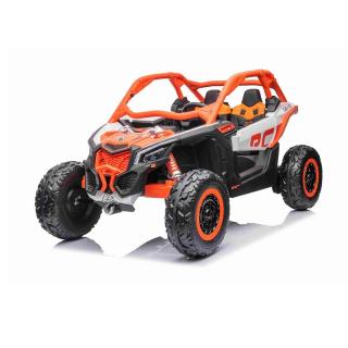 Beneo Elektrické autíčko Can-am Maverick, oranžový (Dvojmiestne, odpružená predná a zadná náprava, 2,4 Ghz diaľkové ovládanie, prenosná batéria, 4 x 35W Motory, EVA kolesá, koženkové sedadlá, MP3 prehrávač so vstupom USB/SD, Licencované)