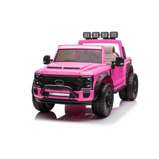 Beneo Elektrické autíčko Ford Super Duty 24V ružové (Dvojmiestne, Pohon 4X4 s vysokovýkonnými 24V motormi, Dvojité zadné EVA kolesá, 2,4 GHz Diaľkový ovládač, Svetelná rampa LED, MP3 prehrávač s USB vstupom, ORIGINÁL licencia)