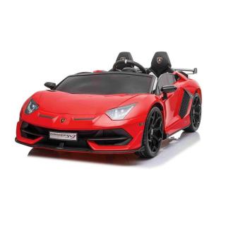 Beneo Elektrické autíčko Lamborghini Aventador 12V Dvojmiestne, červené (2,4 GHz dialkové ovládanie, USB / SD Vstup, odpruženie, vertikálne otváravé dvere, mäkké EVA kolesá, 2 X MOTOR, ORIGINAL licencia)