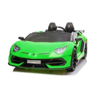 Beneo Elektrické autíčko Lamborghini Aventador 12V Dvojmiestne, zelené (2,4 GHz dialkové ovládanie, USB / SD Vstup, odpruženie, vertikálne otváravé dvere, mäkké EVA kolesá, 2 X MOTOR, ORIGINAL licencia)