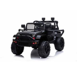 Beneo Elektrické autíčko Offroad s pohonom zadných kolies 12V batéria Vysoký podvozok široké sedadlo Odpružené nápravy 24 GHz Diaľkový ovládač MP3 prehrávač so vstupom USB/SD led svetl čierna