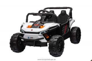 Beneo Elektrické autíčko UTV Small 12V, biely (Pohon zadných kolies, 12V batéria, Plastové kolesá, široké dvojité sedadlo, 2,4 GHz Diaľkový ovládač, Jednomiestne, MP3 prehrávač so vstupom USB/SD, LED Svetlá)