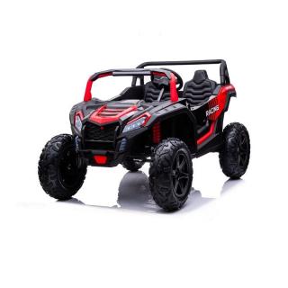 Beneo Elektrické autíčko UTV XXL 24V, dvojmiestne, výkonný motor s diferenciálom, červená (Nafukovacie gumené kolesá, odpružené zadné nápravy, kotúčová brzda, čalúnené sedadlo, nastaviteľný volant, bluetooth, MP3 prehrávač so vstupom USB/SD)