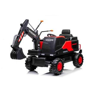 Beneo Elektrický Báger Volvo Excavator 12V s podkopovou lyžicou, červený (Jednomiestne, mäkké koženkové sedadlo, MP3 Prehrávač s USB/SD/AUX vstupom, Zadný pohon, 2 x 35W Motor, EVA kolesá, 12V/14Ah batéria)