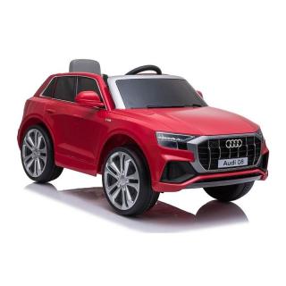 Elektrické autíčko Audi Q8, 12V, 2,4 GHz dialkové ovládanie, USB / SD Vstup, LED svetlá, 12V batéria, mäkké EVA kolesá, 2 X MOTOR, červené, ORIGINÁL licencia