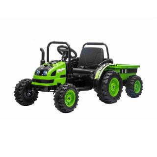Elektrický Traktor POWER s vlečkou, zelený, Pohon zadných kolies, 12V batéria