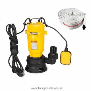Kalové čerpadlo s drvičom a plavákom PM-PDS-3000P + hasiaca hadica 2  20m - POWERMAT