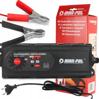MAR-POL M82503 UNIVERZÁLNA NABÍJAČKA INTELLIGENT 6V / 12V, 6 stupňová + kabeláž