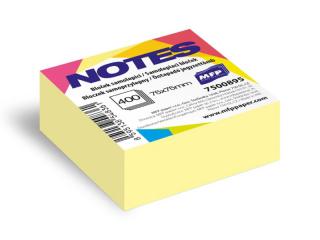 bloček samolepiaci 75x75mm 400 listov žltý pastelový 7500895