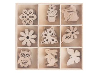 dekorácia drevo 3cm/18ks mix motívov 2221735