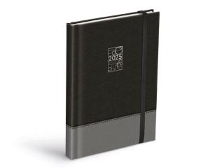 diár 2025 D801 PU black/gray s gumkou denný 7781358