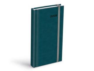 diár 2025 D802 PU s gumkou petroleum 90x170mm denný 7781395