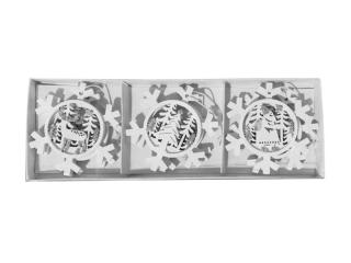 ozdoby drevené biele s glitrem 9ks/7,5cm mix 8886263