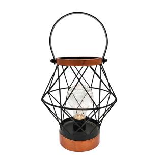 Solight kovový lampáš so žiarovkou s micro LED, teplá biela, 3xAA, 20cm