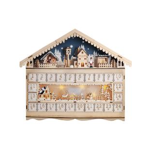 Solight LED adventný kalendár - horská chata,  10x LED, 50x40cm, 2x AA