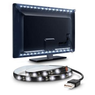Solight LED pásik pre TV, 100cm, USB, vypínač, studená biela