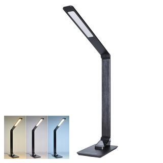 Solight LED stolná lampička stmievateľná, 8W, display, zmena chromatickosti, hliník, čierna