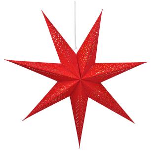 Solight LED vianočná hviezda červená, závesná, 60cm, 20x LED, 2x AA