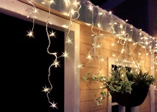 Solight LED vianočné záves, cencúle, 120 LED, 3m x 0,7m, prívod 6m, vonkajšie, teplé biele svetlo, pamäť,časovač
