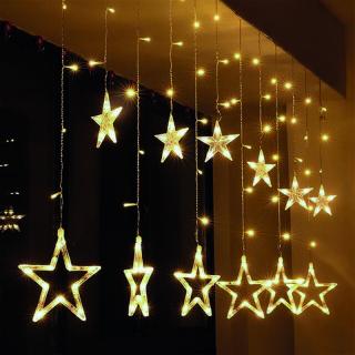 Solight LED vianočné záves, hviezdy, šírka 1,8m, 77LED, IP20, 3xAA, USB