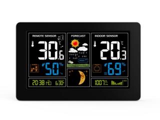 Solight meteostanica, extra veľký farebný LCD, teplota, vlhkosť, tlak, RCC, USb nabíjanie, čierna