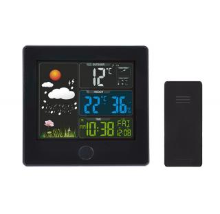 Solight meteostanica, farebný LCD, teplota, vlhkosť, RCC, čierna