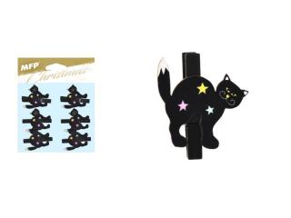 štipec drevený halloween mačka 6ks/4,8cm XC20181007 8885857