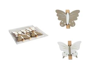 štipec motýle 6ks/3,5cm drevo 2221609