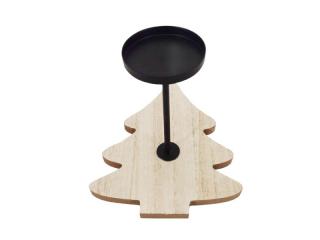 svietnik stromček drevo + kov 15cm 8886430