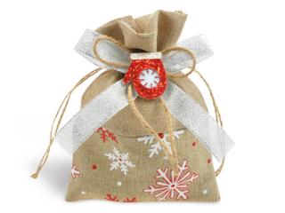 vrecko textil vianočné s 3D mašľou 13x18cm 5800742